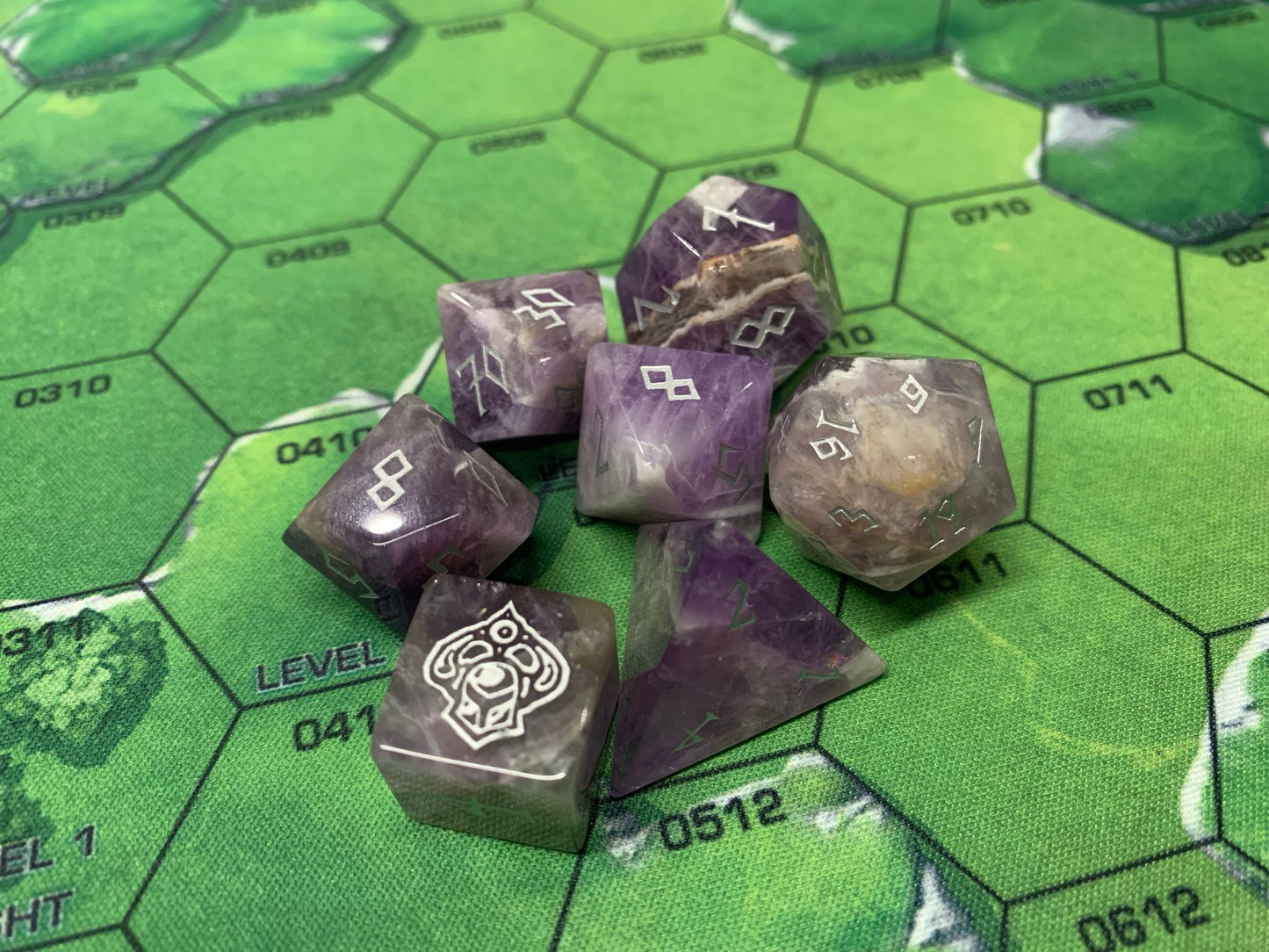 7 Piece Amethyst Polyhedral set