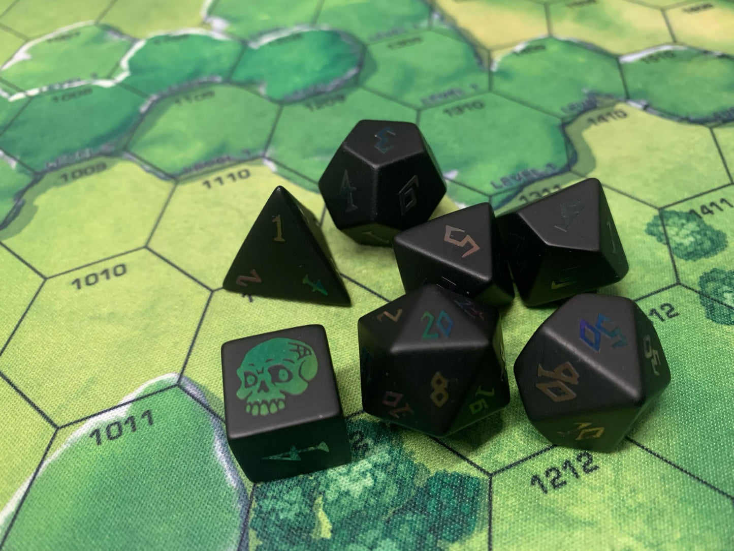 7 Piece Obsidian Polyhedral set